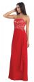Strapless Lace Bust Wrap Style Long Formal Prom Dress in Red